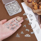 AHANDMAKER 100Pcs Chandelier Connectors 8 Styles Tibetan Antique Silver Dangle Chandelier Component Links Teardrop Fan Rhombus Connector Charms for Jewelry Making Supplies DIY Necklace Earrings