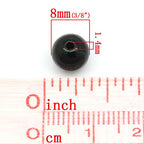 1,000 Round Black Acrylic Beads 8mm Diameter with 2mm Hole - color: Black, size: 8mm