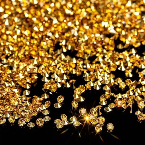 FUTUREPLUSX 28000PCS Fake Diamonds, 3mm Gold Acrylic Crystals Diamond Decorations for Vase Fillers Party Table Scatters Craft Rhinestones Wedding Decor - color: Gold