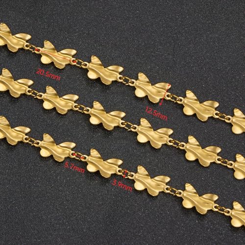 UMAOKANG 2 Meters Gold Plated Stainless Steel Chains for Jewelry Making Butterfly Chain Link Jewelry DIY Supplies - color: Gold Butterfly