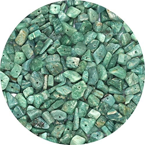 Amazonite Pre Drilled Natural Crystals Crushed Chips Beads for Jewelry Making, DIY Handmade Healing Crystals (25 Inch Strand) - color: Amazonite