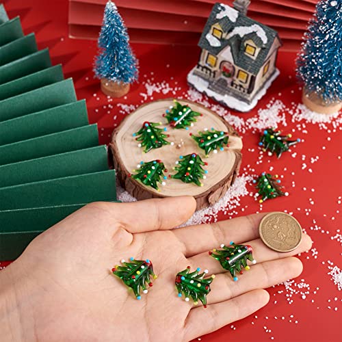 Cheriswelry 10pcs Christmas Tree Lampwork Glass Beads Cartoon Green Tree Loose Spacer Beads Center Drilled Handcraft Beads Ornament for DIY Earring Bracelet Necklace Jewelry Making 21x19.5mm - color: Christmas Tree-Green