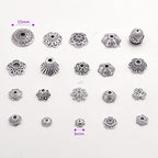 160-210pcs Bali Style Jewelry Making Metal Bead Caps Deluxe New Mix, 100 Gram,Tibetan Silver - color: Antique Silver