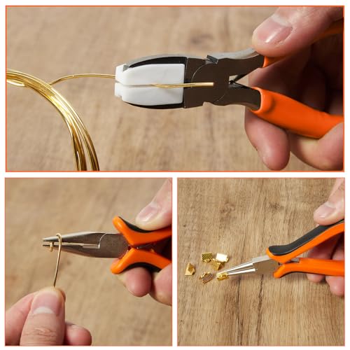 6PCS Jewelry Pliers Set with Acrylic Pallet, Needle Nose Pliers, Wire Cutters, Nylon Jaw Pliers etc. Jewelry Making Kit Tools for DIY Jewelry Repair, Wire Wrapping, Beading and Earring Crafts