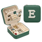 PATIKIL Travel Jewelry Case,E Initial Small Travel Jewelry Box Organizer Rings Earrings Storage Case Personalized Gifts for Women Girls Birthday Christmas Bridesmaid Gifts,Dark Green - style: E