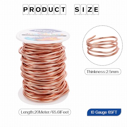 10 Gauge Aluminum Craft Wire, 2.5mm Jewelry Wire for Jewelry Making Supplies and DIY Metal Craft Art (Champagne, 65 Feet) - color: Champagne, size: 10Gauge 65FT