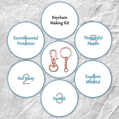 150Pcs Swivel Snap Hook Set,Rose Gold Swivel Clasps Lanyard Snap Keychain Hooks Lobster Clasp Split Key Rings with Chain and Jump Rings Bulk for Keychain Lanyard,Jewelry,DIY Crafts Supplies - color: Rose Gold