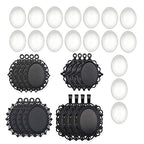 All 32pcs(16 Sets) 18x25mm Enamel Black Oval Blank Bezel Pendant Trays Base Cabochon Settings Trays Pendant Blanks for Jewelry Making DIY Findings (M181) - color: Black 18x25mm