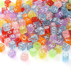 ToBeIT Acrylic Alphabet Letter A-Z Cube Colour Beads 1000 pcs for Jewelry Making, Bracelets, Necklaces(6mm) (Colour) - color: sheer color