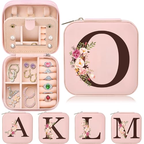 Travel Jewelry Case Box Organizer, Personalized Gifts for Women Wife Mom Aunt, Mothers Day Mom Gifts from Daughter Son, Bridal Shower Giftware for Women, Bridesmaid Proposal Unique Presents, Initial O - style: O