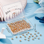 Beebeecraft 200Pcs/Box Crimp Beads Covers 18K Gold Plated Brass Half Round Open Crimp Beads Knot Covers Caps 4mm for DIY Jewelry Makings - color: Gold, size: 4mm