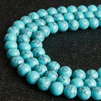 100pcs 8mm Blue Turquoise Beads Natural Gemstone Beads Round Loose Beads for Crafting and Jewelry Making - color: Blue Turquoise, size: 8mm
