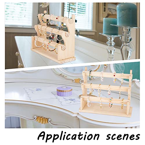 FINGERINSPIRE Wood 3 Tier Detachable Bracelet Holder Bangles Display Storage Stand Hair Rope Display Organizer Retail Stores Counter Top Jewelry Storage Displays for Bracelet Watch Bangles Hairband