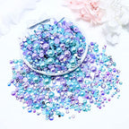 60g Flatback Pearls and Rhinestone Mix, 2mm-10mm Mixed Size Flatback Rhinestones and Pearls for Crafts Tumblers Shoes Nails Face Art, Purples|Aquamarine - color: Miss Mermaid Blend | Mix Purples | Aquamarine