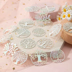 Dazzling Colorful Filigree Charms Hollow Out Multicolor Geometric Filigree Pendants for DIY Jewelry Making Earrings Necklaces Components - color: Tree of Life