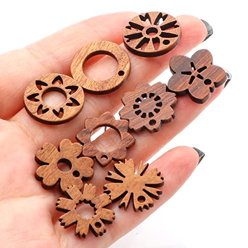 DoreenBeads 30Pcs Natural Wooden Stud Earrings Posts with Loop for Jewelry Making- Ring Shaped Wood Earring Posts with Ear Backs for Women DIY Earring Making Personalized Jewelry Findings - color: Ring