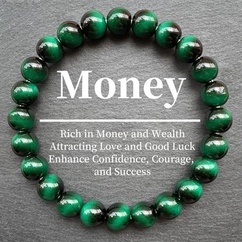 Handmade 8mm Beaded Bracelets For Men Protection Bracelet For Women Chakra Feng Shui Stretchy Handmade Lucky Money Stretchy Crystal Bracelets Best Gifts - color: Simulated Green Tiger