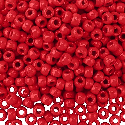 QPIXVB 1100PCS Red Pony Beads,Beads for Jewelry Making,Friendship Bracelet Bead Kit for Crafts,Bulk Pony Bead for Valentines Christmas Crafts Gifts - color: red beads