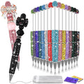 Tondiamo 45 Pcs Full Rhinestone Beadable Pens Bulk Set 15 Glitter Diamond Pens with Cards & Bags Fancy Beaded Pen for Beads DIY Cute Journalling Bling Ballpoint Craft Making(Full Diamond) - style: Full Diamond