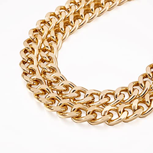 Craftdady 2Pcs Flat Chain Strap Gold Metal Purse Handbag Shoulder Body Replacement Strap 39.3" Twisted Curb Link Aluminum Cable Chain for Wallet Clutch Belt Necklace Bracelet - color: Gold, 16.5x13mm