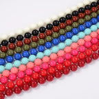 Caiyao Bohemian Colorful Acrylic Round Beaded Choker Necklaces Handmade Adjustable Resin Beads Clavicle Rope Necklace for Women Men Ethnic Costume Party Vacation Jewelry Gifts - color: Pink