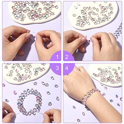 UR Urlifehall 100 Pcs Glass Teardrop Charms Transparent Spray Painted Glass Beads with Glitter Powder Beads for DIY Jewelry Crafts Making - color: 100pcs-9x6x6mm-glass teardrop beads