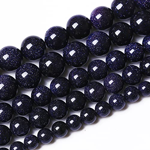 60PCS 6mm Starry Blue Sandstone Gemstone Beads Beads Natural Stone Round Loose Beads for Jewelry Making DIY Bracelet Necklace 15" Inch - color: Blue Sandstone, size: 6mm