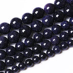 60PCS 6mm Starry Blue Sandstone Gemstone Beads Beads Natural Stone Round Loose Beads for Jewelry Making DIY Bracelet Necklace 15" Inch - color: Blue Sandstone, size: 6mm