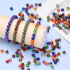 PIPITREE 500 PCS Acrylic Beads 8mm Rainbow Round Bead for Pens Bulk Acrylic Beads for Keychains Beadable Pens DIY Crafts Bracelets Necklace Jewelry Making Plastic Colorful Bead (Purple-Blue) - color: Purple-Blue