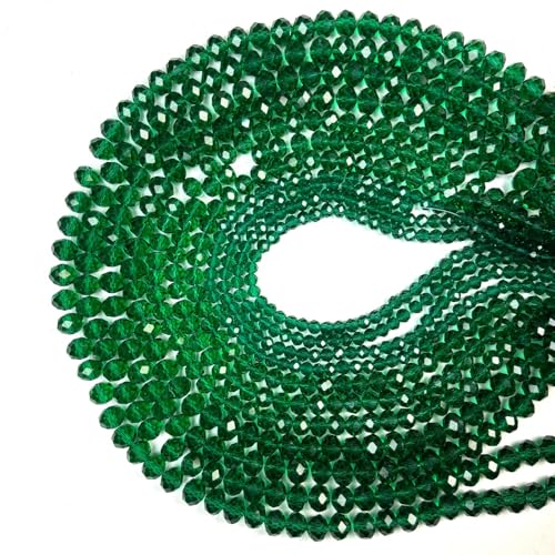 1040PCS Assorted Size Glass Beads, 4/6/8mm Briolette Crystal Glass Beads for Jewelry Making, Crystal Spacer Loose Bulk Beads for DIY Crafts, Suncatchers, Green Color - color: Peacock Green