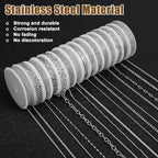 Afcabakila 15 Rolls Necklace Chains Stainless Steel Jewelry Chains Kit 118 Feet Silver for Jewelry Making DIY Necklace Bracelet Making with Jump Rings Lobster Clasps and Connectors