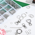 Prdingfy 579PCS Keychain Making Kit, Key Chain Supplies Including Keychain Clip, Key Rings, Lobster Claw Clasps, Jump Rings, Extender Chain,Pliers for Key Chain Making and Jewelry Making(Silver) - color: Sliver