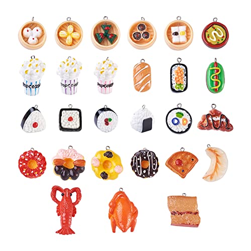 Cheriswelry Cup Cake Resin Pendants Lovely Food Sweet Dessert Dangle Charms Links Hanging Ornament with Metal Loop Fruit Pendants for Key Chains Bracelet Necklace Jewelry Making - color: Mixed Color&Shape