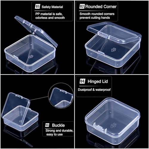 46Pcs Bead Organizer Set, Premium Small and Medium Clear Plastic Storage Boxes for Jewelry Making Crafts Screws Seeds DIY Bracelets Diamond Small Parts, Stackable Containers with Hinged Lid and Labels - size: 2 Pack 46 Pcs (Small and Medium)
