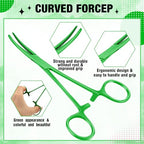 BBTO Hemostat Curved and Straight Hemostat Forceps Piercing Pliers Forceps, Stainless Steel Straight and Curved Pliers, Fishing Tweezer(Green,2 Pcs) - color: Green