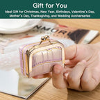 Mini Travel Jewelry Box Organizer with Crocodile Pattern, Premium Cowhide Leather, Rose Gold Kiss-Lock Clasp, Portable Storage Case, 2.56 x 1.77 x 1.38 Inches (Gray, S) - color: Gray