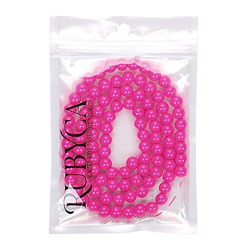 RUBYCA Round Opaque Painted Druk Czech Glass Beads Bulk Jewelry Making Supplies Strand (Pink, 4mm) - color: Fuchsia Pink, size: 4mm