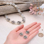 Tibetan Silver Spacer Beads 9mm Flat Round – 69pcs Metal Spacer Beads for Jewelry Making, Bracelets, Necklaces & Earrings DIY Supplies, Antique Silver Zinc Alloy - color: Silver Star and Moon