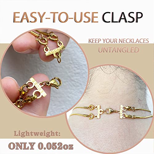 Dailyacc Lucky Necklace Layering Clasp 18K Gold and Silver Multi Strand Clasps for Stackable Necklaces - color: 2Pcs Clasp 2 + 3 Gold