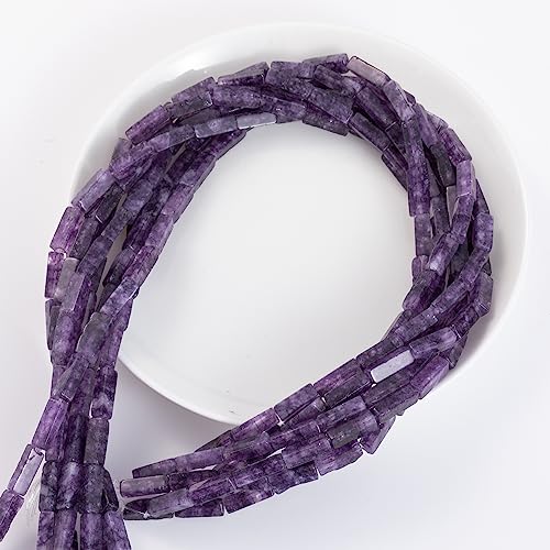 Natural Amethyst Rectangle Tube Beads 4x13mm 38cm/str Loose Semi Gemstone Stone Beads for Making Bracelets Necklace Earrings - color: Amethyst, size: 4x13mm Rectangle