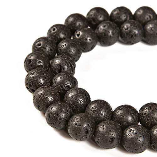 90pcs 4mm Natural Black Volcanic Lava Gemstone Round Spacer Loose Stone Beads for Jewelry Making 15.5" 1 Strand (Black Volcanic Lava, 4mm 90Beads) - color: Black Volcanic Lava, size: 4mm 90Beads
