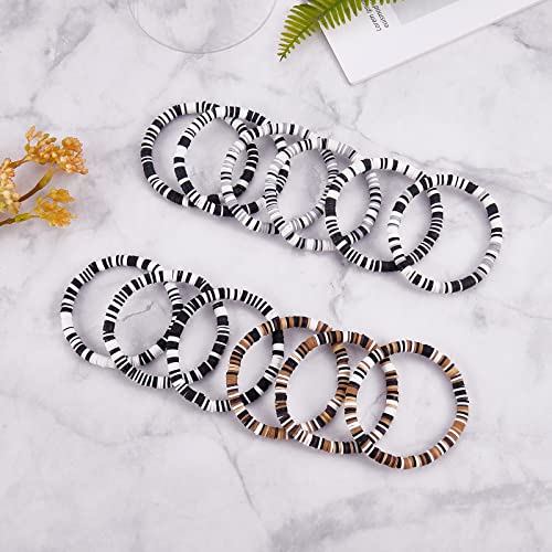 Ornaland Heishi Surfer Bracelets Set Polymer Clay Heishi Beads Stretch Bracelets Multi-Layer Stackable Friendship Bracelets Bohemia Summer Beach Jewelry for Women - color: Black