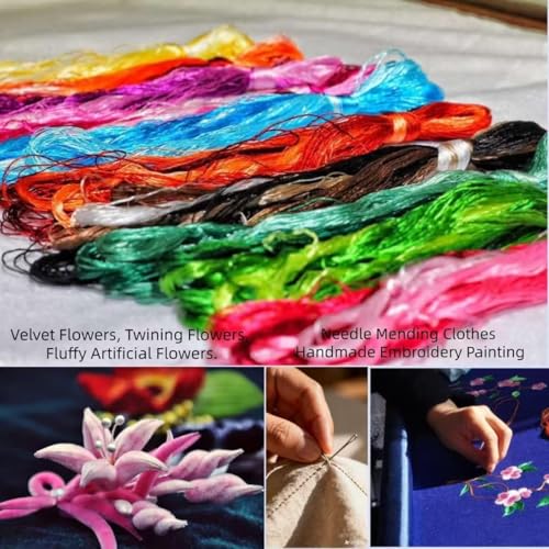 100% Nature Mulberry Handmade Embroidery Silk Thread Woven Jewelry Accessory Artificial Flowers Cross Stitch Floss DIY Sewing Kits 9 Gradient Colors 110m Each (26) - color: 26