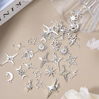 Charms for Jewelry Making Bulk Antique Silver Tibetan Alloy Pendants Love Word for Earring Bracelet Necklace - style: Star