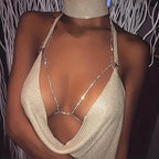 14K Gold Plated Body Chains for Women, Sexy Layered Belly Waist Chain Crossover Bikini Bra Chain, Summer Beach Rhinestone Body Jewelry - style: Silver Rhinestones2