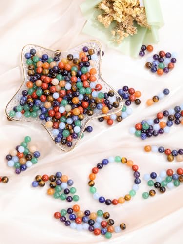 Jovivi 7 Chakras Natural Stone Beads Colorful 100pcs 8mm Mixed Energy Healing Crystals Polished Round Gemstone Beads,Genuine Real Stone Beads for Bracelet Necklace Jewelry Making - color: 7 Chakra