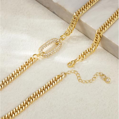 Gold Necklace for Women - Chunky 14K Gold Plated Chain Necklace Cuban Link Paperclip Chain Herringbone Statement Choker Necklace for Women Simple Trendy Jewelry Gifts - style: 6mm-cuban chain-gd