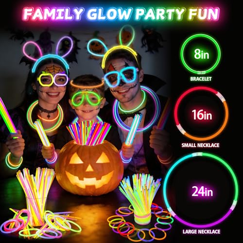SHQDD 200 Glow Sticks Bulk Party Pack, 8” Neon Glow Sticks, DIY Glowsticks with Connectors Bracelets & Necklaces, Glow in the Dark Party Supplies for Kids, Adults, Parties, Halloween & New Year - style: 200PCS
