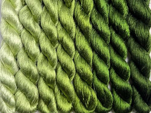 100% Nature Mulberry Handmade Embroidery Silk Thread Woven Jewelry Accessory Artificial Flowers Cross Stitch Floss DIY Sewing Kits 8 Gradient Colors 22m Each (45) - color: 45