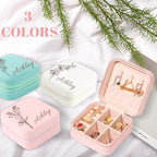 Personalized Travel Jewelry Box,Custom Leather Jewelry Case with Name and Birth Flower,Customized Birthday Valentines Day Gifts for Women Bridesmaid Girls - color: Style 01